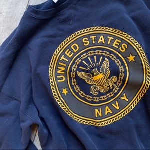 Vintage heavy oversized navy blue US Navy crewneck